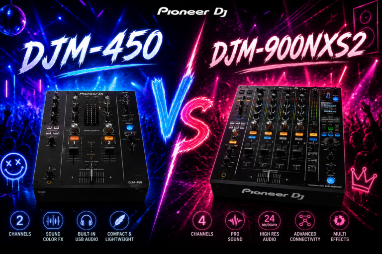 Pioneer DJM-450 vs DJM-900NXS2 DJ mixer comparison 2026