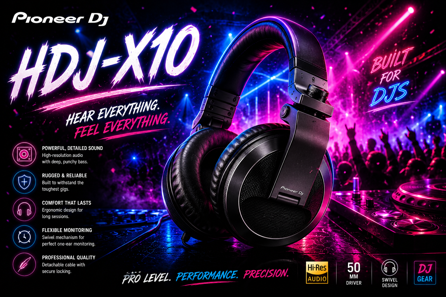 Pioneer HDJ-X10 professional DJ headphones